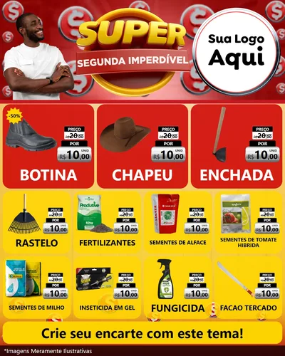 Modelo de Rede Social para Feed Instagram com o tema Super Segunda Imperdível para Agropecuária