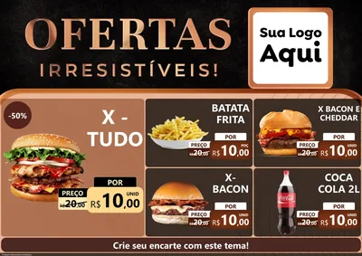 Modelo de Encarte para Encarte A4 Horizontal com o tema Ofertas Irresistíveis! para Hamburgueria