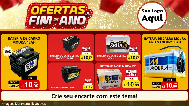 Modelo de TV para TV Horizontal com o tema Ofertas de Fim de Ano para Baterias Elétricas