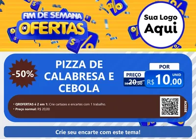 Modelo de Cartaz para Cartaz A4 Horizontal com o tema Fim de Semana de Ofertas para Pizzaria