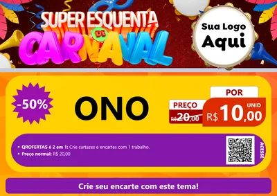 Modelo de Cartaz para Cartaz A4 Horizontal com o tema Super Esquenta de Carnaval para Óticas