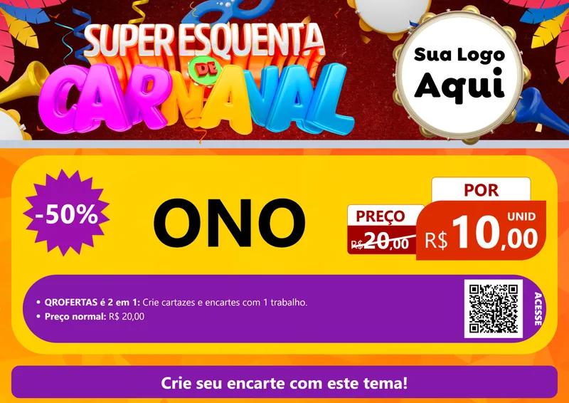 Modelo de Cartaz para Cartaz A4 Horizontal com o tema Super Esquenta de Carnaval para Óticas
