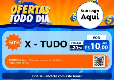 Modelo de Cartaz para Cartaz A4 Horizontal com o tema Ofertas Todo Dia para Hamburgueria