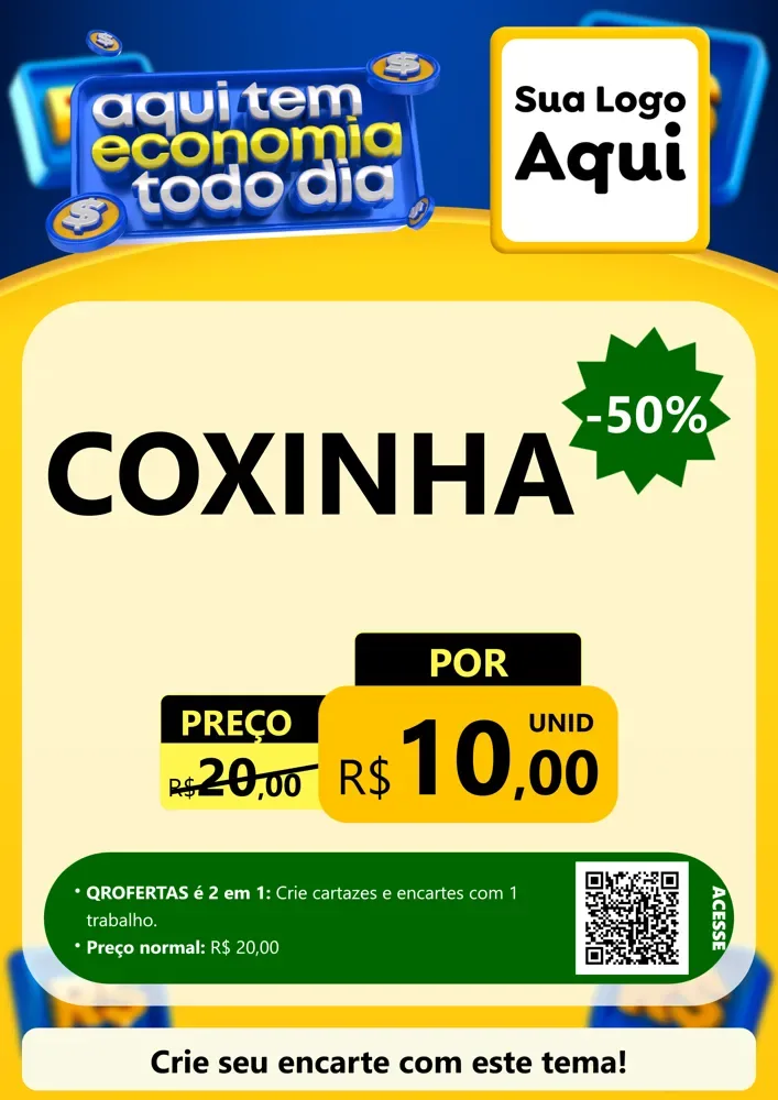 Modelo de Cartaz para Cartaz A4 Vertical com o tema Aqui Tem Economia Todo Dia para Salgadaria