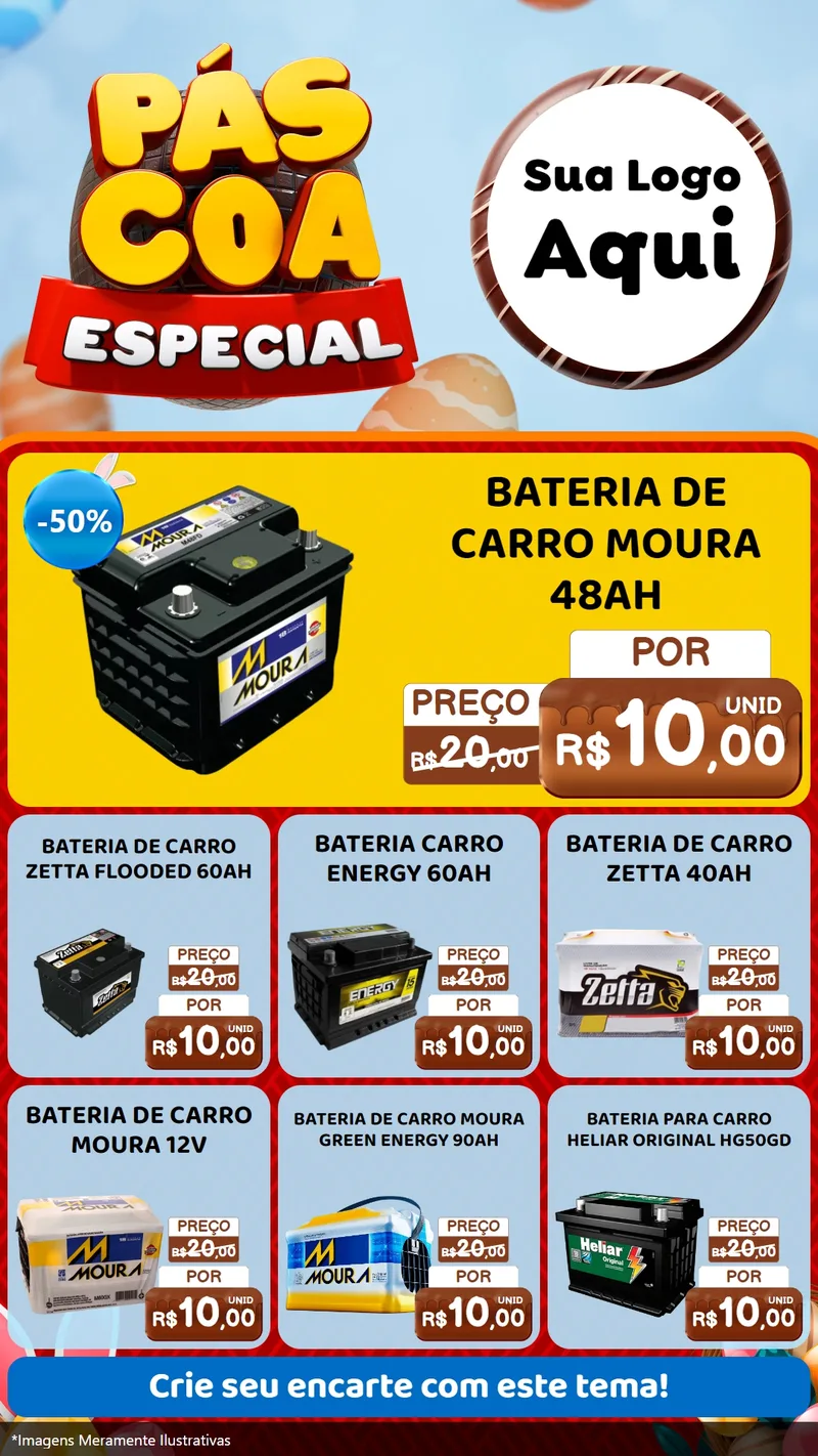Modelo de Rede Social para Stories com o tema Páscoa Especial para Baterias Elétricas