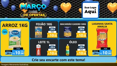 Modelo de TV para TV Horizontal com o tema Março de Ofertas para Supermercado