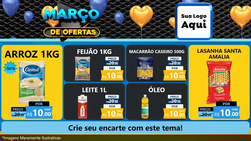 Modelo de TV para TV Horizontal com o tema Março de Ofertas para Supermercado