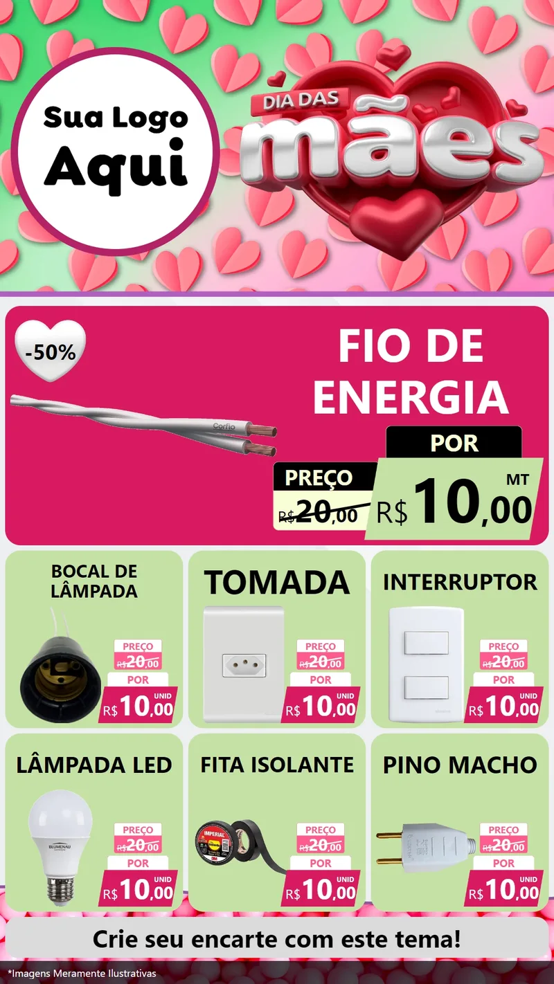 Modelo de Rede Social para Stories com o tema Dia das Mães para Materiais Elétricos
