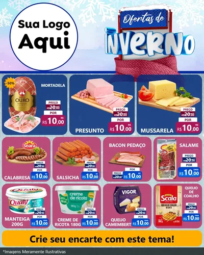 Modelo de Rede Social para Feed Instagram com o tema Ofertas de Inverno para Frios e Laticínios
