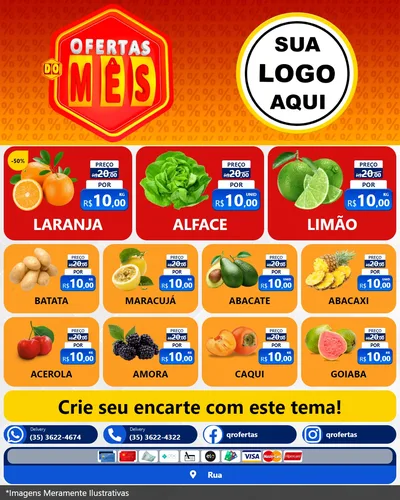 Modelo de Rede Social para Feed Instagram com o tema Ofertas do Mês para Hortifrúti