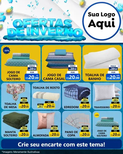 Modelo de Rede Social para Feed Instagram com o tema Ofertas de Inverno para Cama, Mesa e Banho
