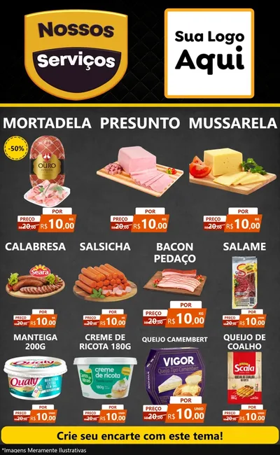 Modelo de Encarte para Encarte Grande com o tema Nossos Serviços para Frios e Laticínios