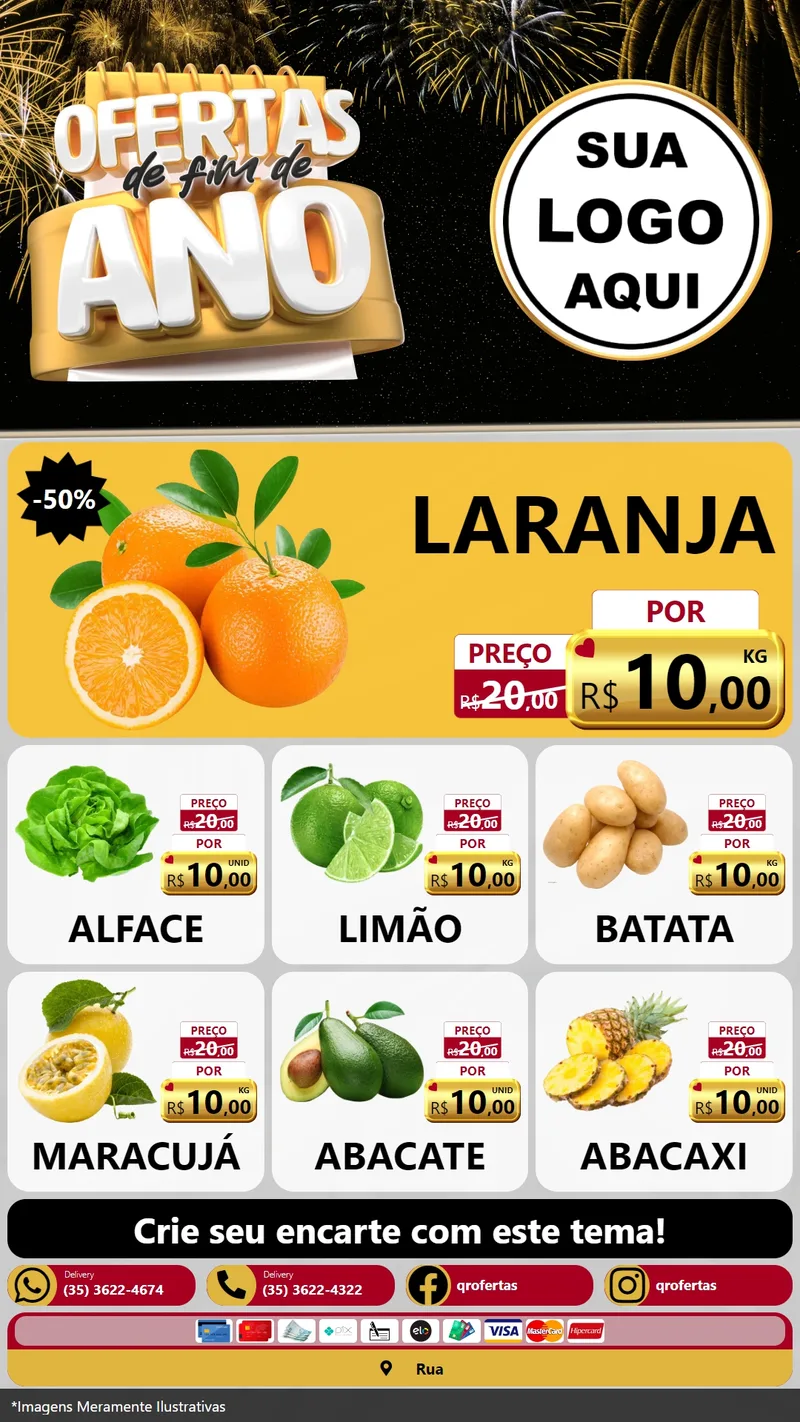 Modelo de Rede Social para Stories com o tema Ofertas de Fim de Ano para Hortifrúti