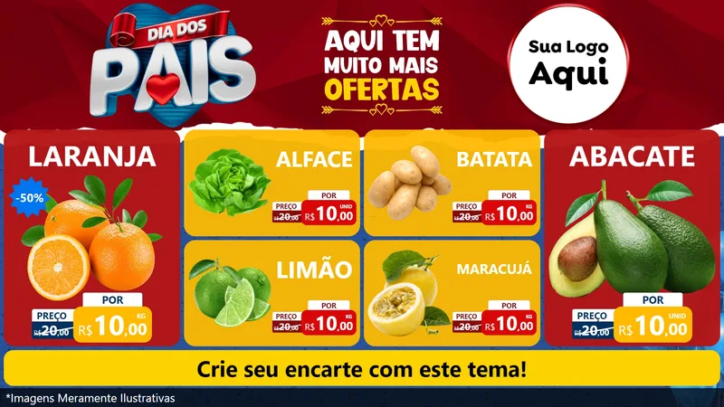 Modelo de TV para TV Horizontal com o tema Dia dos Pais para Hortifrúti