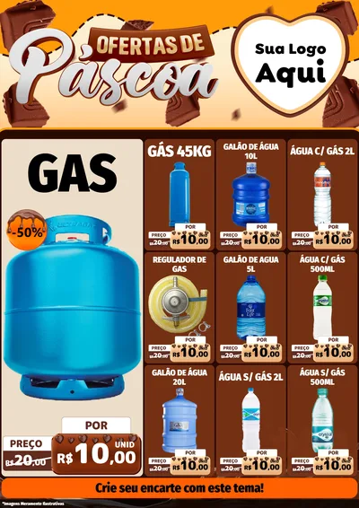 Modelo de Encarte para Encarte A4 Vertical com o tema Ofertas de Páscoa para Água e gás