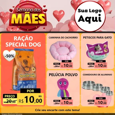 Modelo de Rede Social para Feed Facebook com o tema Semana das Mães para Pet Shop