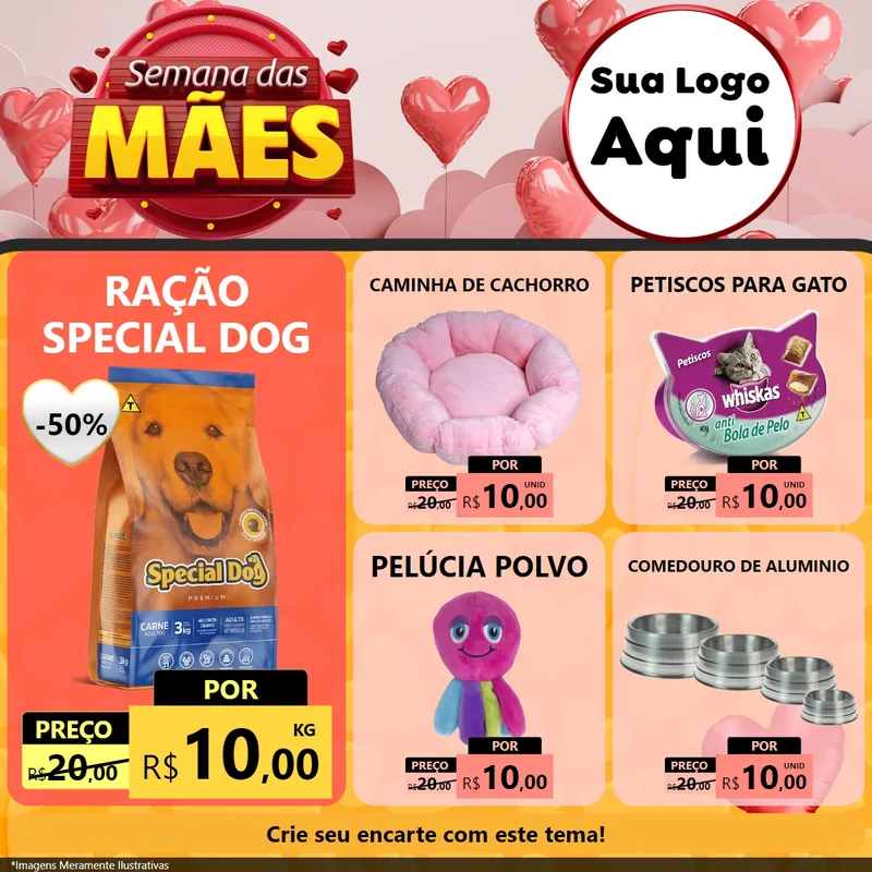 Modelo de Rede Social para Feed Facebook com o tema Semana das Mães para Pet Shop