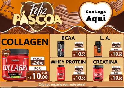 Modelo de Encarte para Encarte A4 Horizontal com o tema Feliz Páscoa para Suplementos alimentares