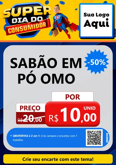 Modelo de Cartaz para Cartaz A4 Vertical com o tema Super Dia do Consumidor para Produtos de Limpeza