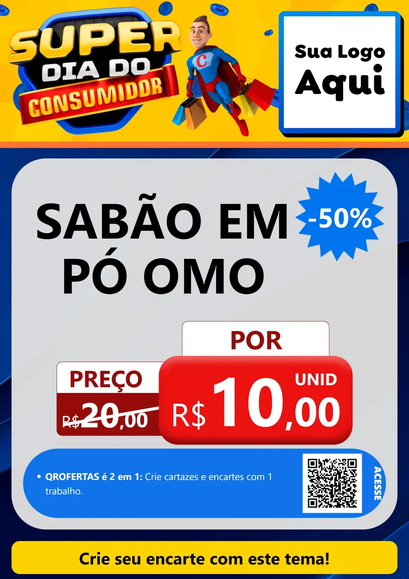 Modelo de Cartaz para Cartaz A4 Vertical com o tema Super Dia do Consumidor para Produtos de Limpeza