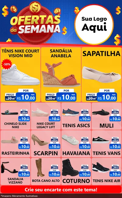 Modelo de Encarte para Encarte Grande com o tema Ofertas Da Semana para Calçados