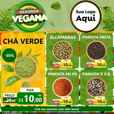 Modelo de Rede Social para Feed Facebook com o tema Segunda Vegana para Produtos Naturais