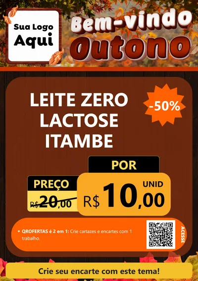 Modelo de Cartaz para Cartaz A4 Vertical com o tema Bem-vindo Outono para Frios e Laticínios