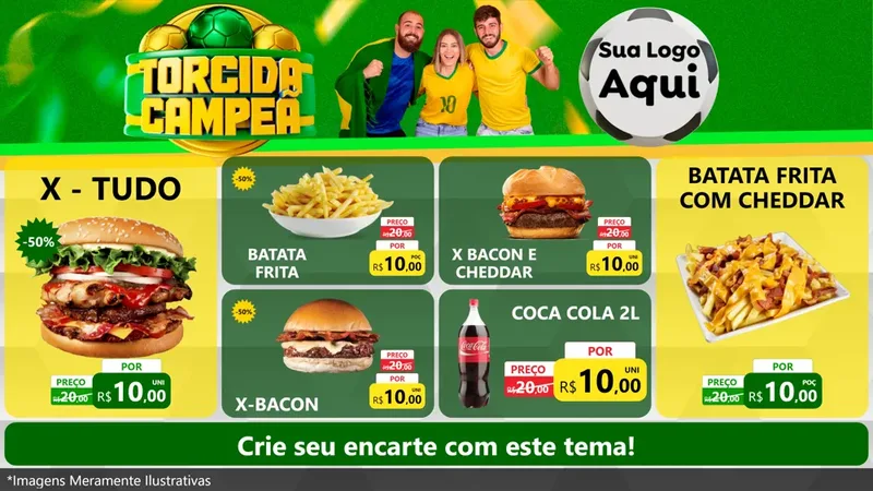 Modelo de TV para TV Horizontal com o tema Torcida Campeã - Copa para Hamburgueria