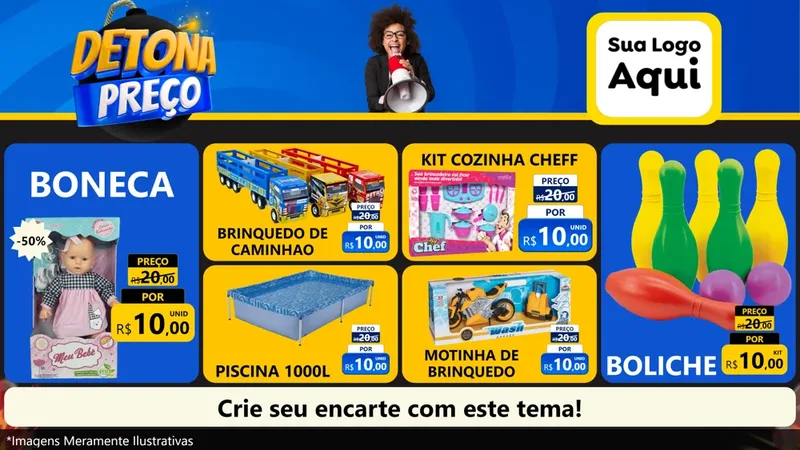 Modelo de TV para TV Horizontal com o tema Detona Preços para Brinquedos
