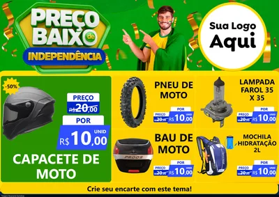 Modelo de Encarte para Encarte A4 Horizontal com o tema Preço Baixo de Independência para Moto peças