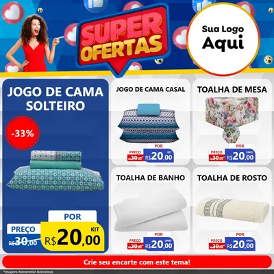 Modelo de Rede Social para Feed Facebook com o tema Super Ofertas para Cama, Mesa e Banho