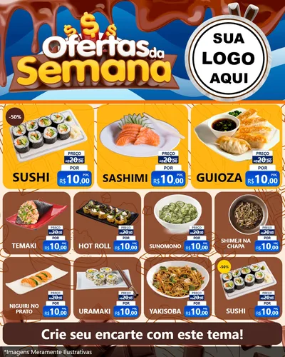 Modelo de Rede Social para Feed Instagram com o tema Ofertas da Semana - Páscoa para Comida japonesa