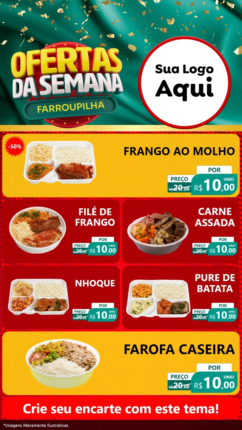 Modelo de TV para TV Vertical com o tema Ofertas da Semana Farroupilha para Restaurante