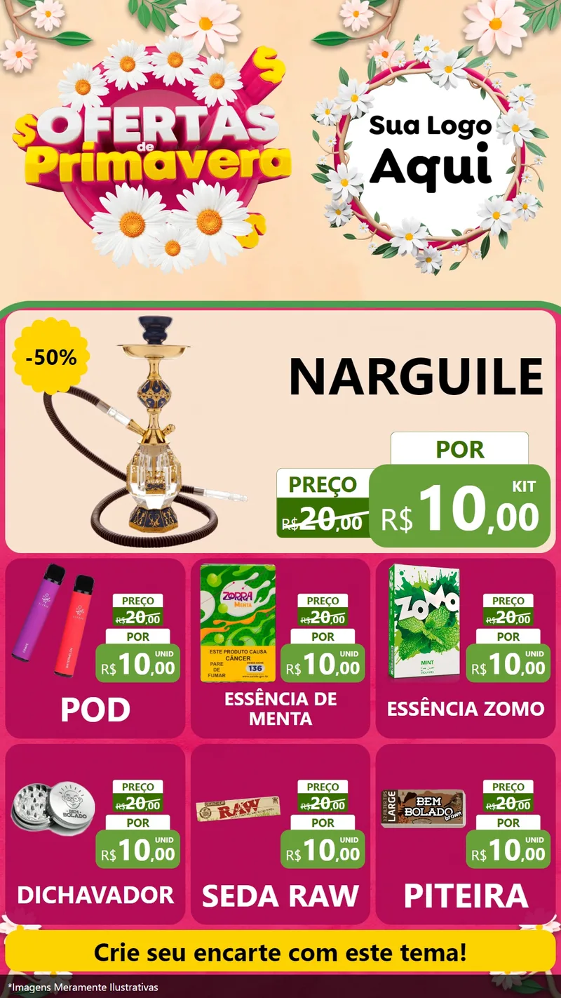 Modelo de Rede Social para Stories com o tema Ofertas de Primavera para Tabacaria