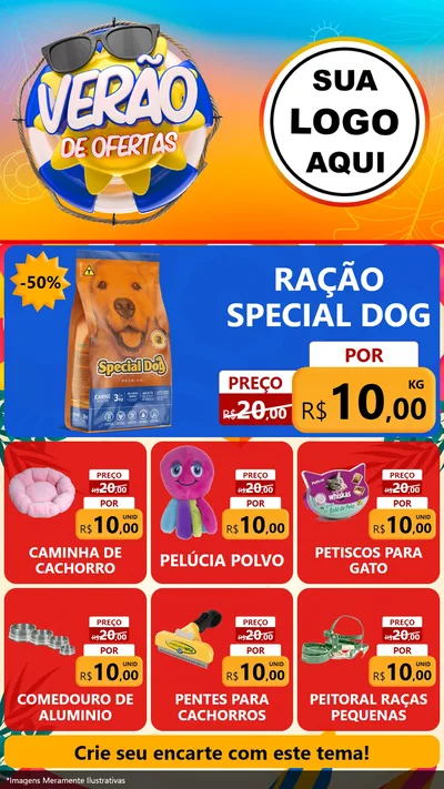 Modelo de Rede Social para Stories com o tema Verão de Ofertas para Pet Shop