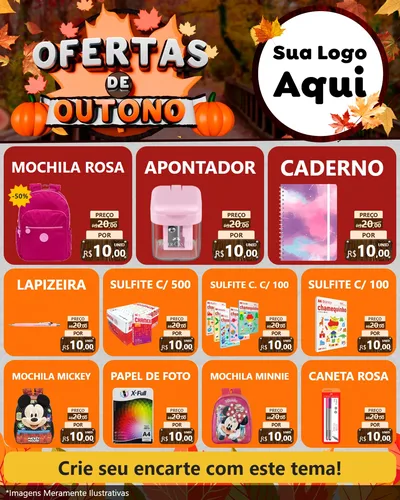 Modelo de Rede Social para Feed Instagram com o tema Ofertas de Outono para Papelaria