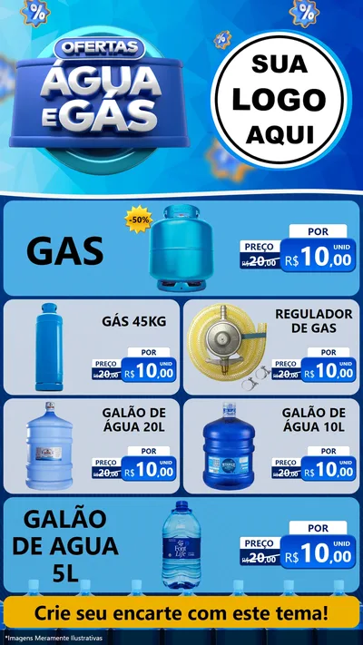 Modelo de TV para TV Vertical com o tema Ofertas Água e Gás para Água e gás