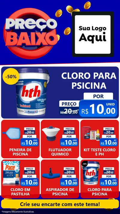 Modelo de Rede Social para Stories com o tema Preço Baixo para Produtos para Piscina