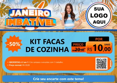 Modelo de Cartaz para Cartaz A4 Horizontal com o tema Janeiro Imbatível para Utilidades Domésticas