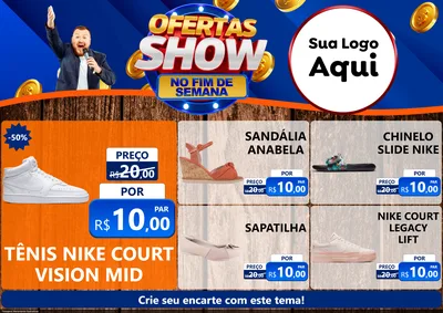 Modelo de Encarte para Encarte A4 Horizontal com o tema Ofertas Show No Fim De Semana para Calçados
