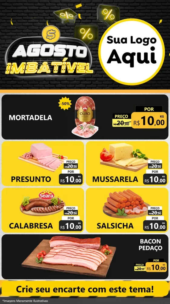 Modelo de TV para TV Vertical com o tema Agosto Imbatível para Frios e Laticínios
