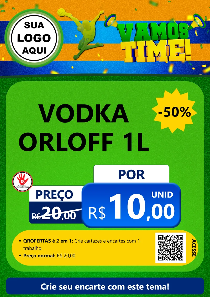 Modelo de Cartaz para Cartaz A4 Vertical com o tema Vamos Time! para Distribuidora de bebidas