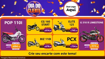 Modelo de TV para TV Horizontal com o tema Dia do Cliente para Concessionaria de Motos