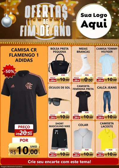 Modelo de Encarte para Encarte A4 Vertical com o tema Ofertas de Fim de Ano para Roupas e acessórios