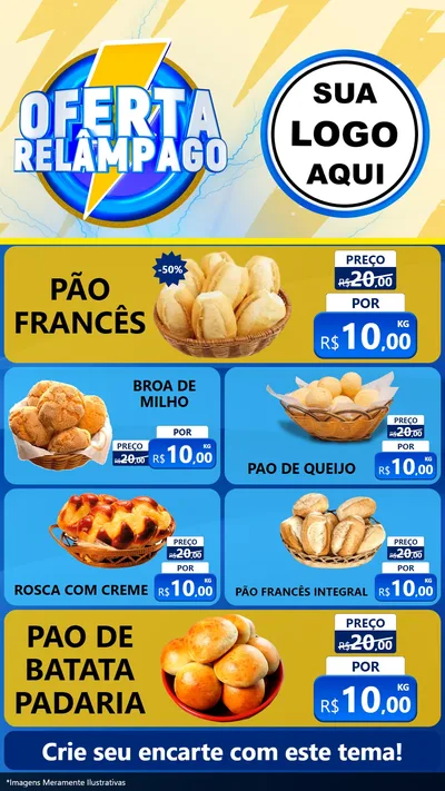 Modelo de TV para TV Vertical com o tema Oferta Relâmpago para Padaria