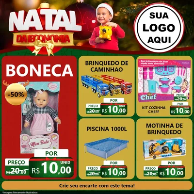 Modelo de Rede Social para Feed Facebook com o tema Natal da Economia para Brinquedos