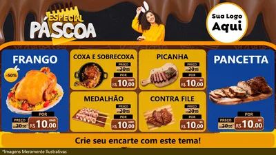 Modelo de TV para TV Horizontal com o tema Especial Páscoa para Assados