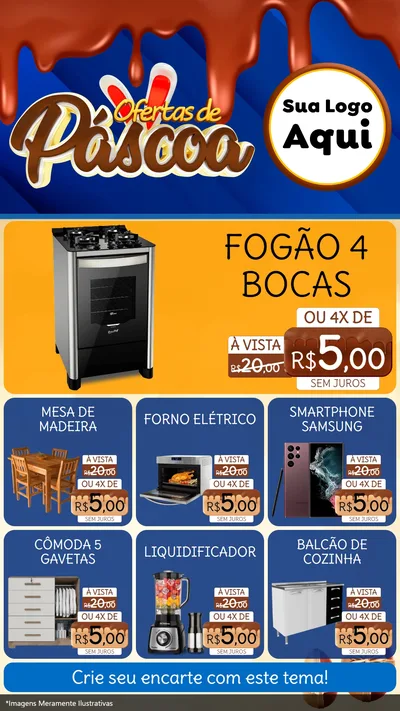 Modelo de Rede Social para Stories com o tema Ofertas de Páscoa para Móveis e Eletro