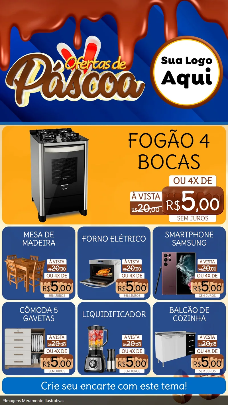 Modelo de Rede Social para Stories com o tema Ofertas de Páscoa para Móveis e Eletro