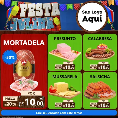 Modelo de Rede Social para Feed Facebook com o tema Festa Julina para Frios e Laticínios